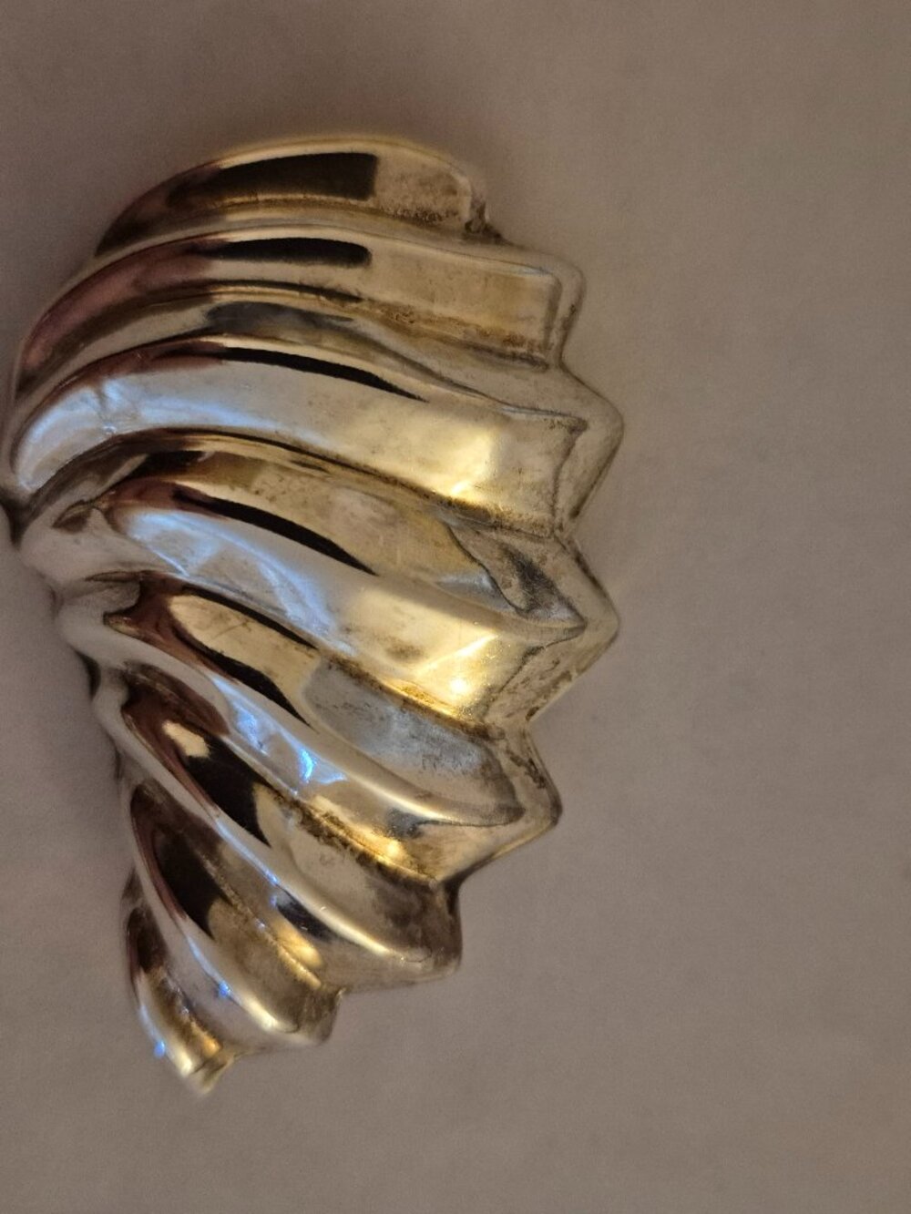 Vintage Taxco Mexico Sterling Silver Modernist Shell Brooch Pendant 26.5g